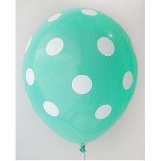 Light Green - White Polkadots Printed Balloons